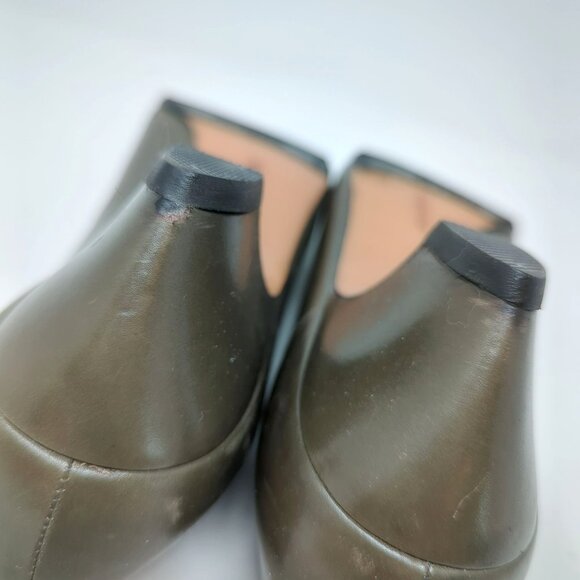Vintage Ferragamo Pumps 7 Green Leather Heels - Picture 10 of 12